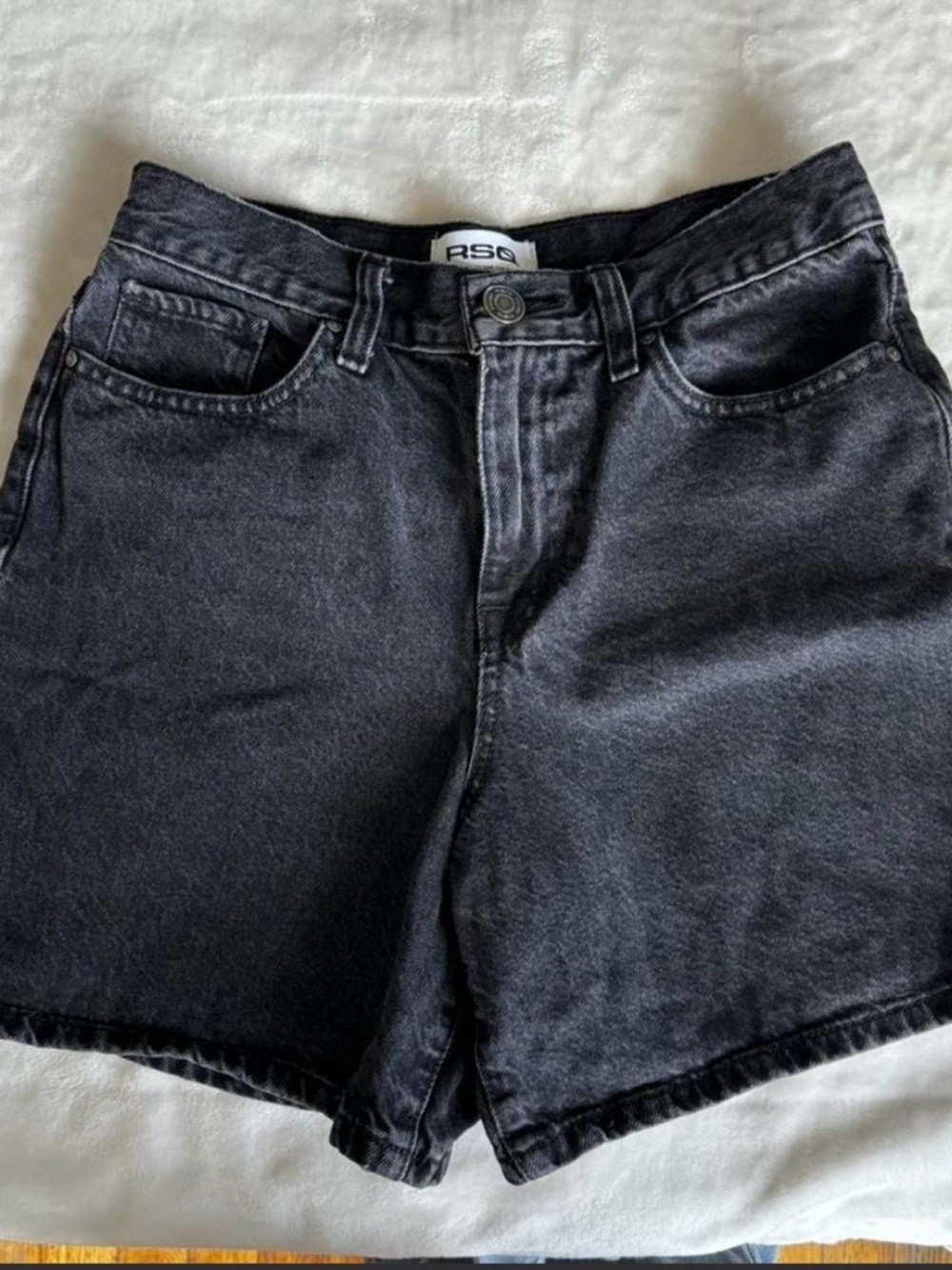 RSQ Washed Black High-Rise Jean Shorts